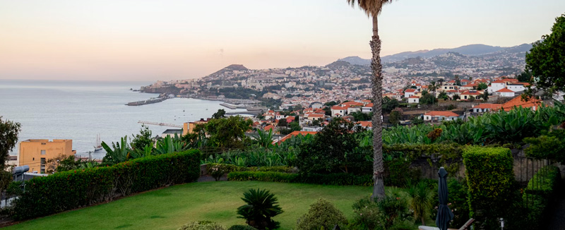 View over Funchal, overlooking the sea with modern buildings and the harbor, a great tourist destination to explore with a Hertz rental car